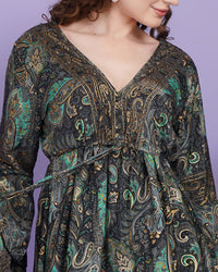 Emerald paisley pulse short dress