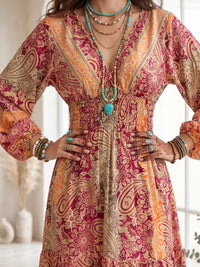Evelina sangria sunset boho maxi dress