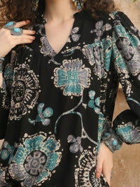 Noemi black foil bloom top