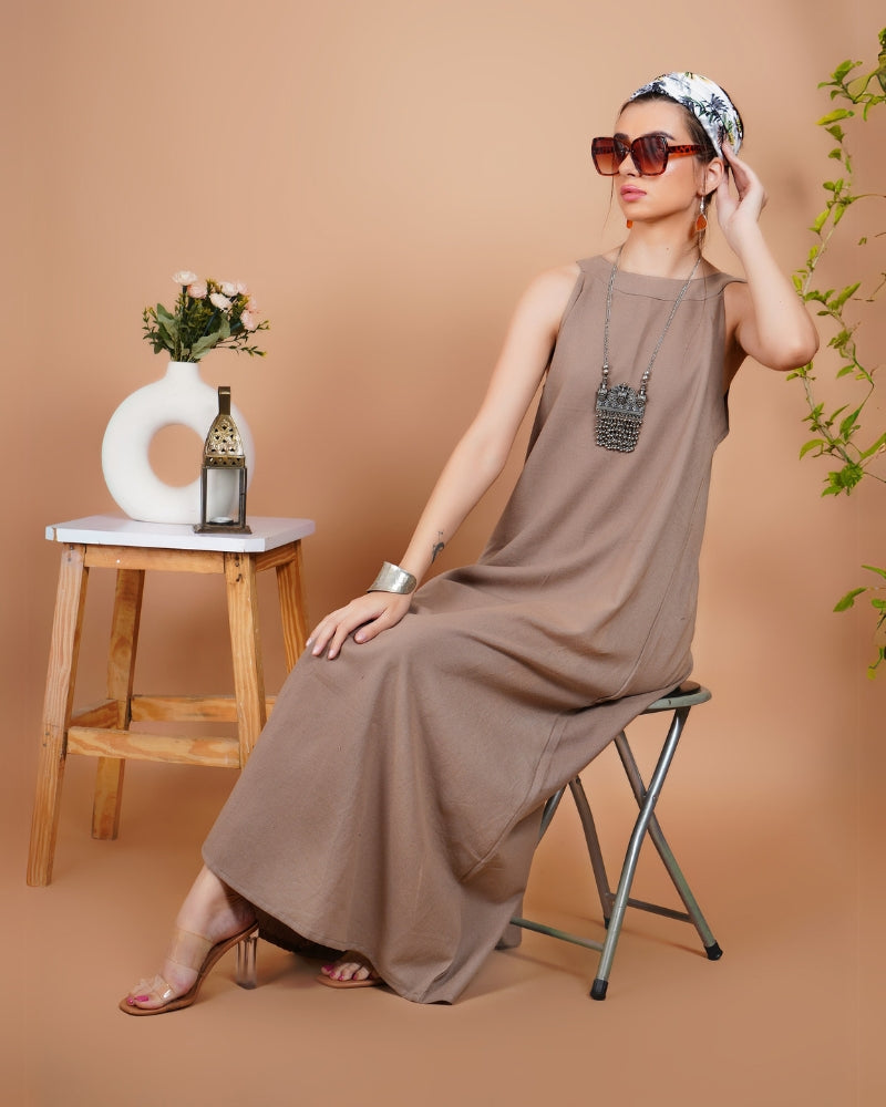 Nomadic beige khadi maxi dress