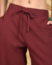 Vivaya maroon mocha organic cotton trouser