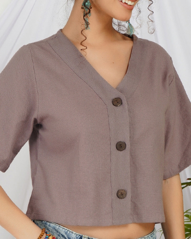 Vivienne smoky mauve boho top