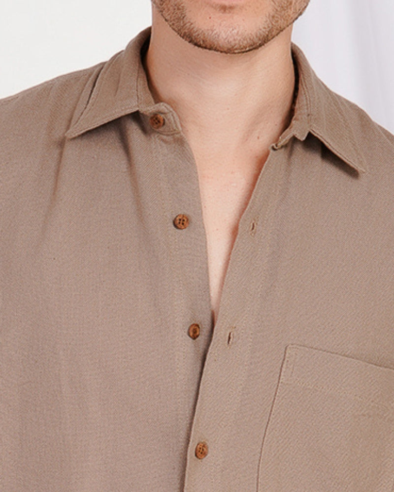Lennox taupe trail cotton shirt