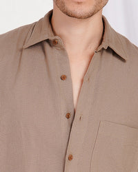 Lennox taupe trail cotton shirt