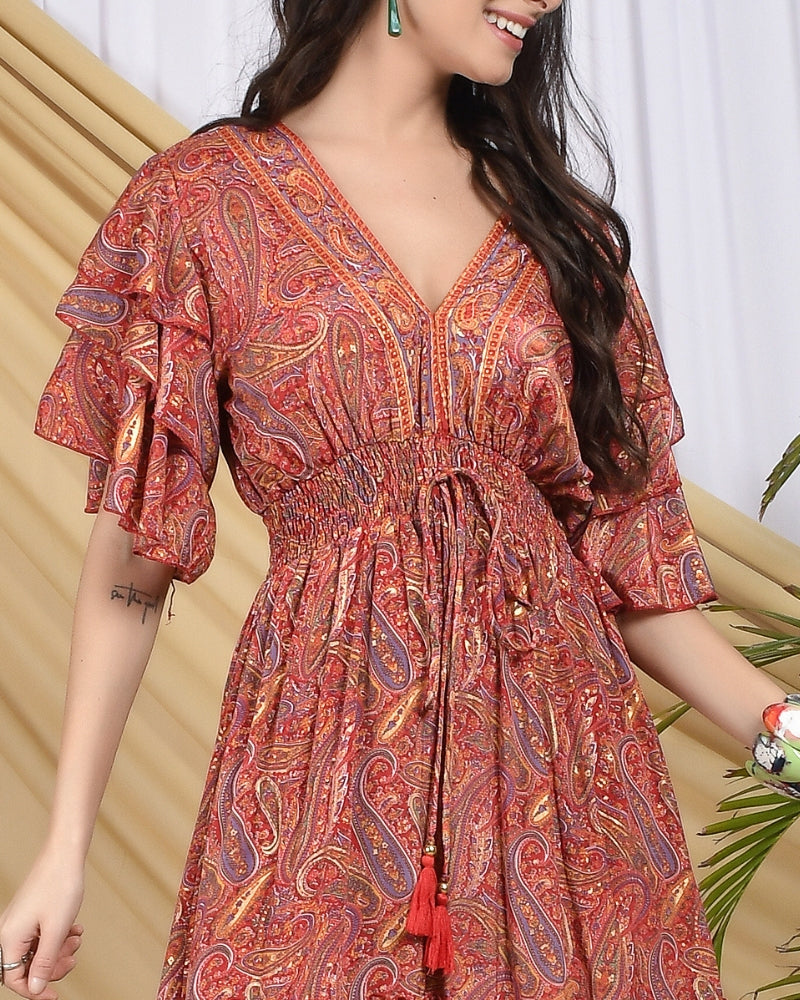 Elara scarlet muse tiered maxi dress