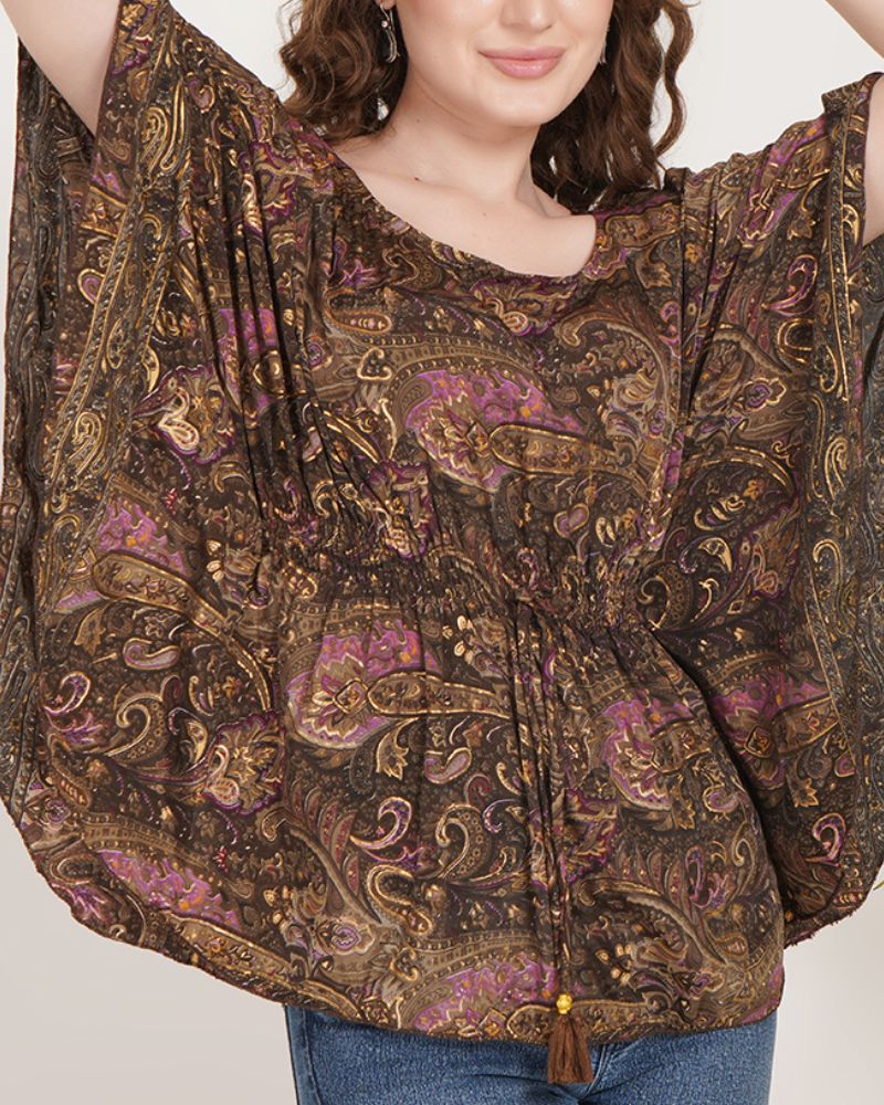 Purple haze paisley kaftan top