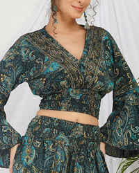 Amira ocean whirl palazzo co-ord set