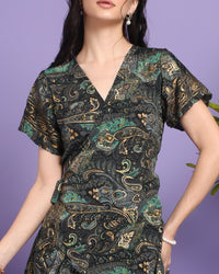 Celeste night garden mini wrap dress