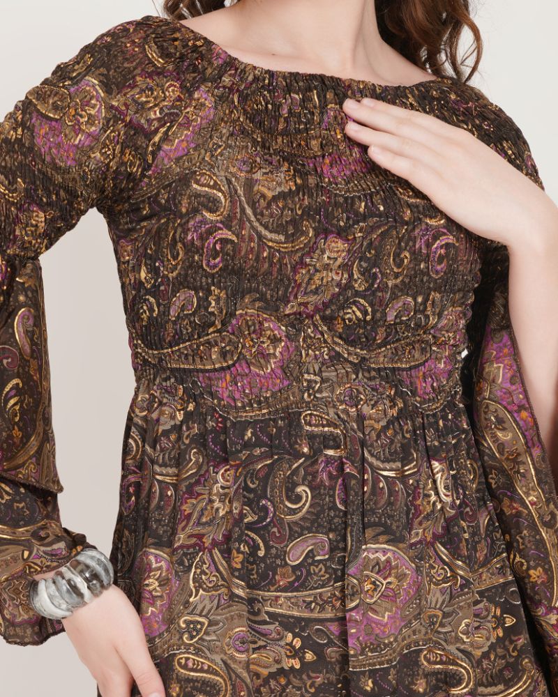 Twilight plum ruffle sleeve mini dress