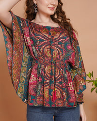 Paisley pop fusion kaftan top