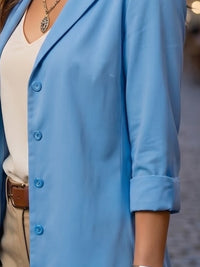 Zafrina blue pearl lapel shirt