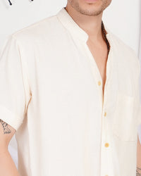 Keir ivory breeze mandarin cotton shirt