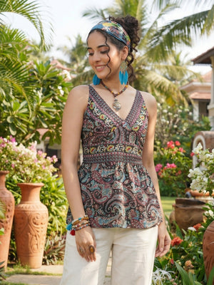 Selene night paisley spaghetti top