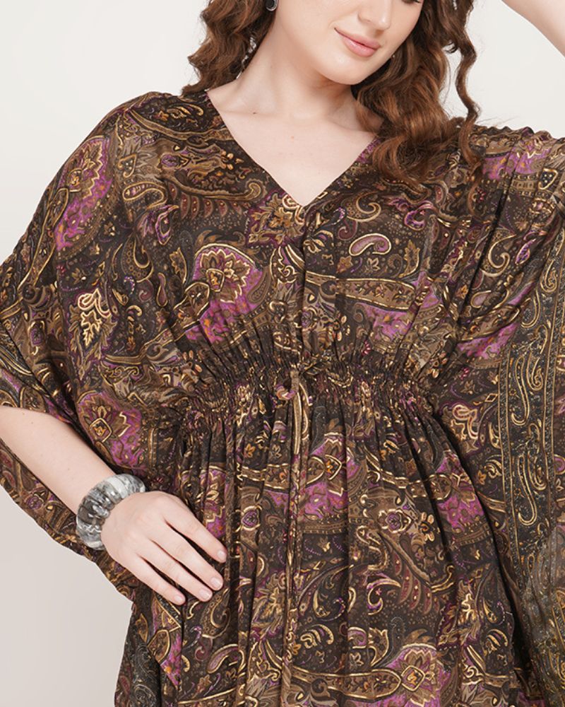 Sana mystic paisley kaftan mini dress