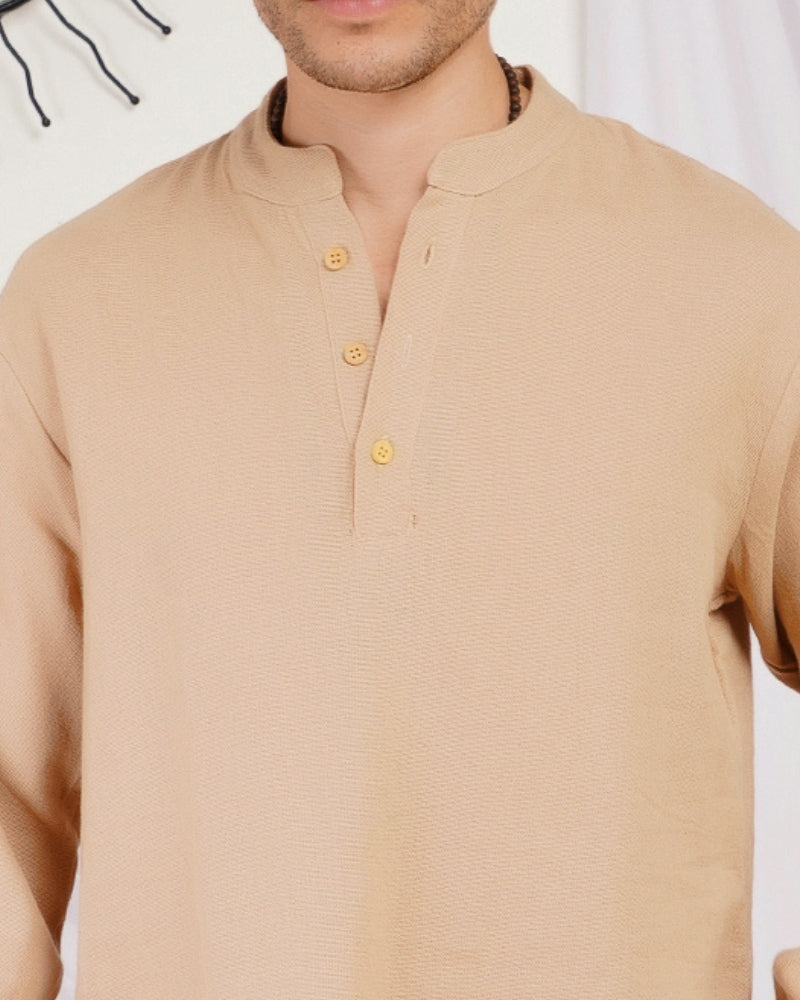Maddox drift-beige cotton shirt