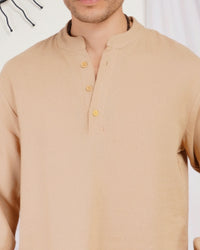 Maddox drift-beige cotton shirt