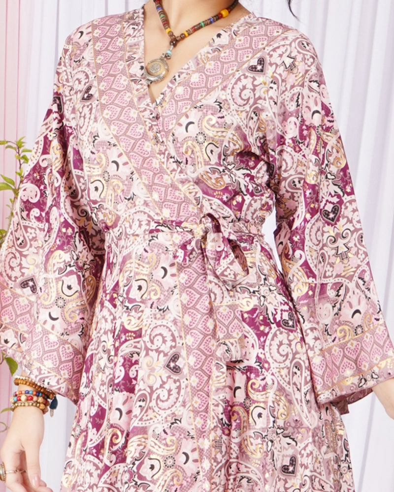 Selene rosevine wrap maxi dress