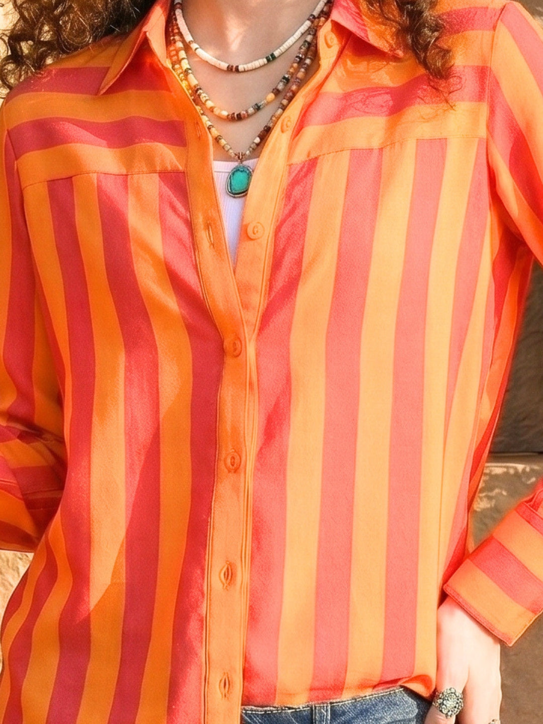 Calista sunset pop stripe shirt