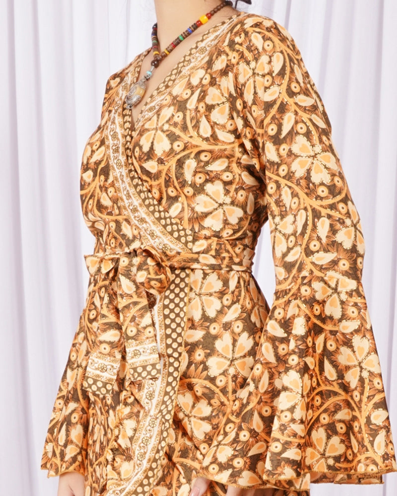 Elowen honey ochre wrap maxi dress