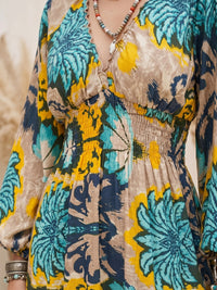 Turquoise marigold boho maxi dress