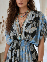 Solene blue noir bohemian mini dress