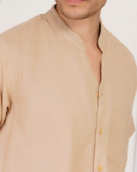 Calder sand mist mandarin cotton shirt