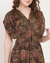 Elaris mocha plum maxi dress