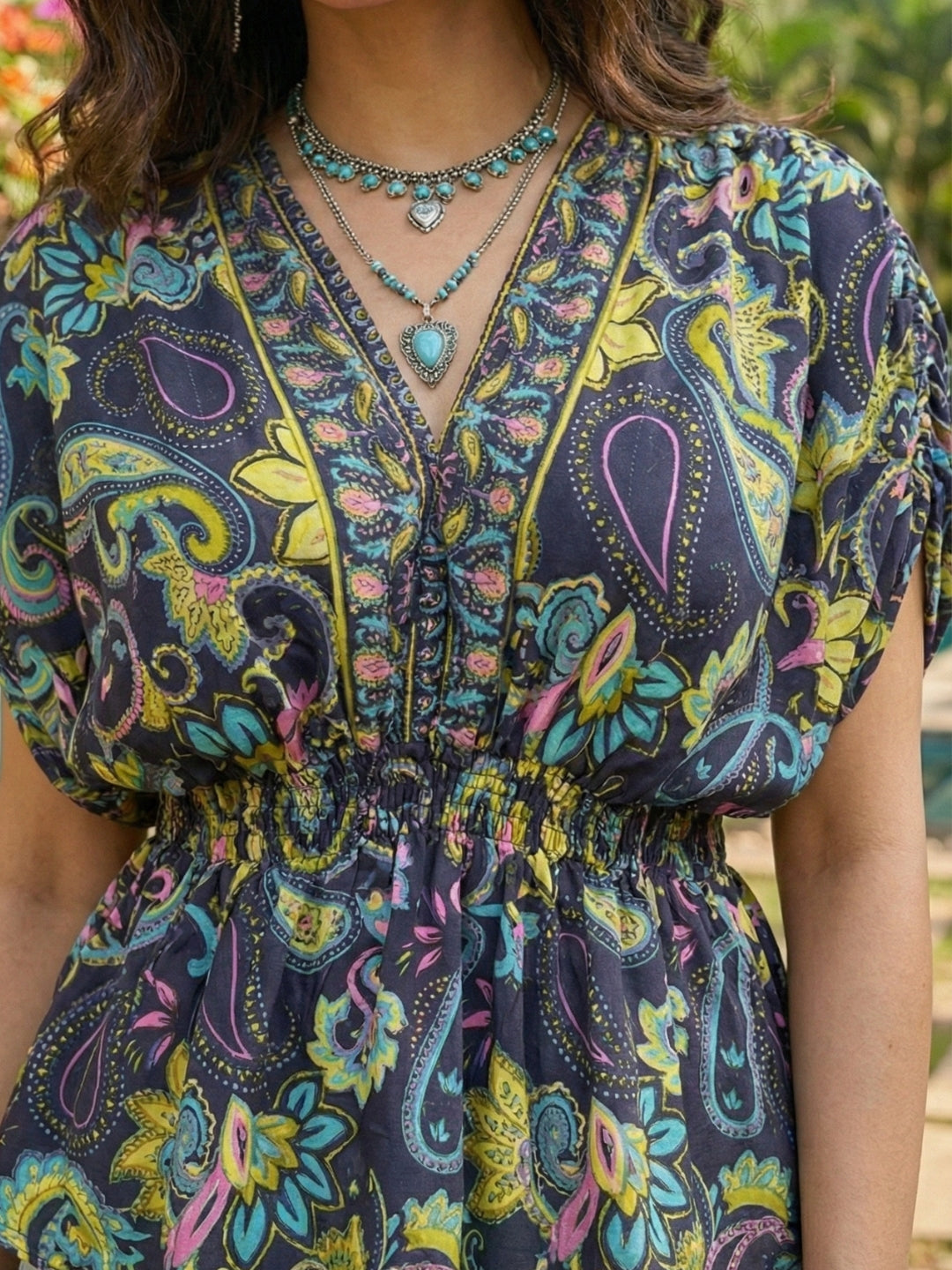 Elowara orchid tide boho peplum top