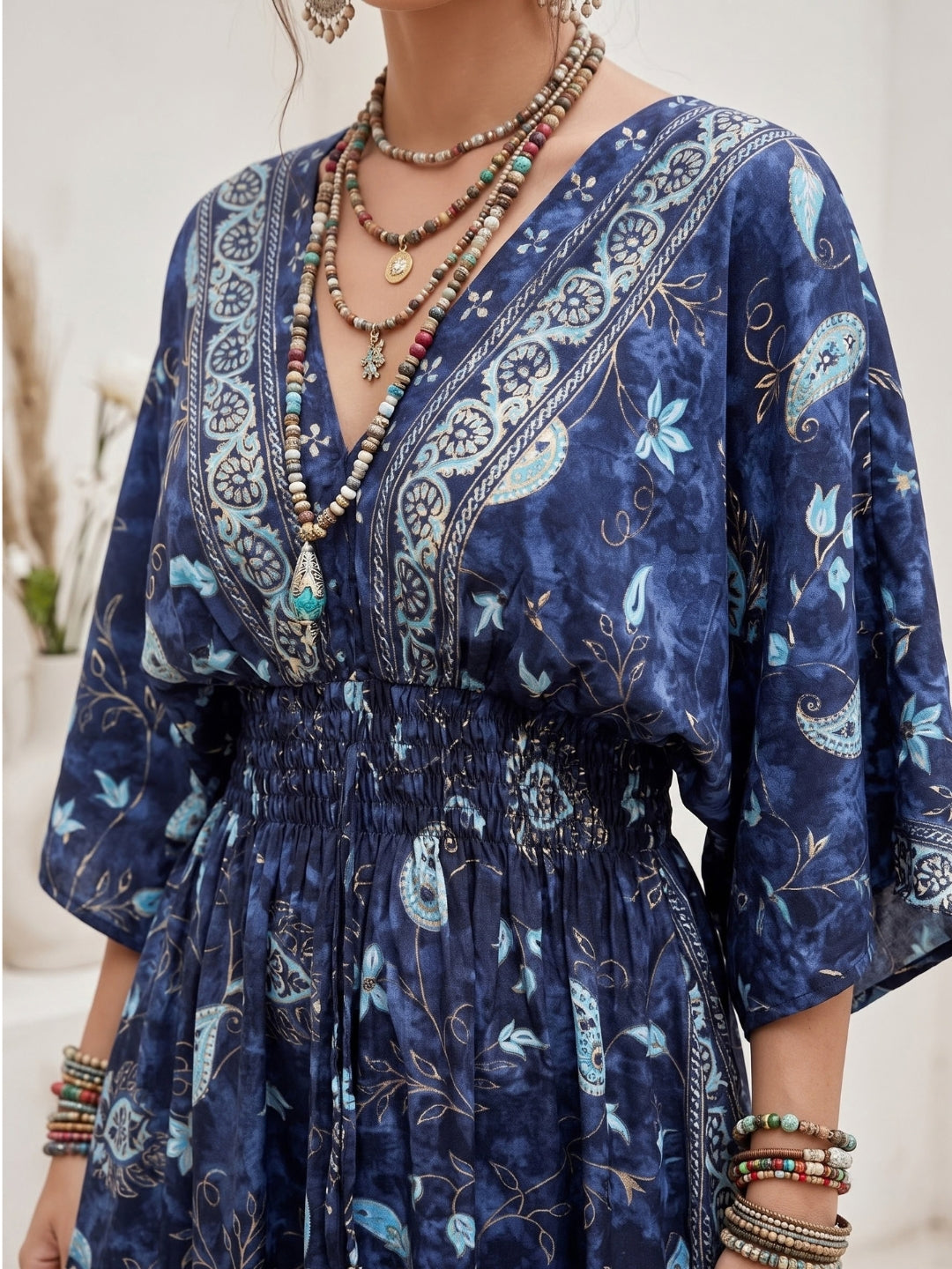 Cressida moonlit navy boho mini dress