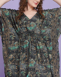 Tara mystic jade kaftan mini dress