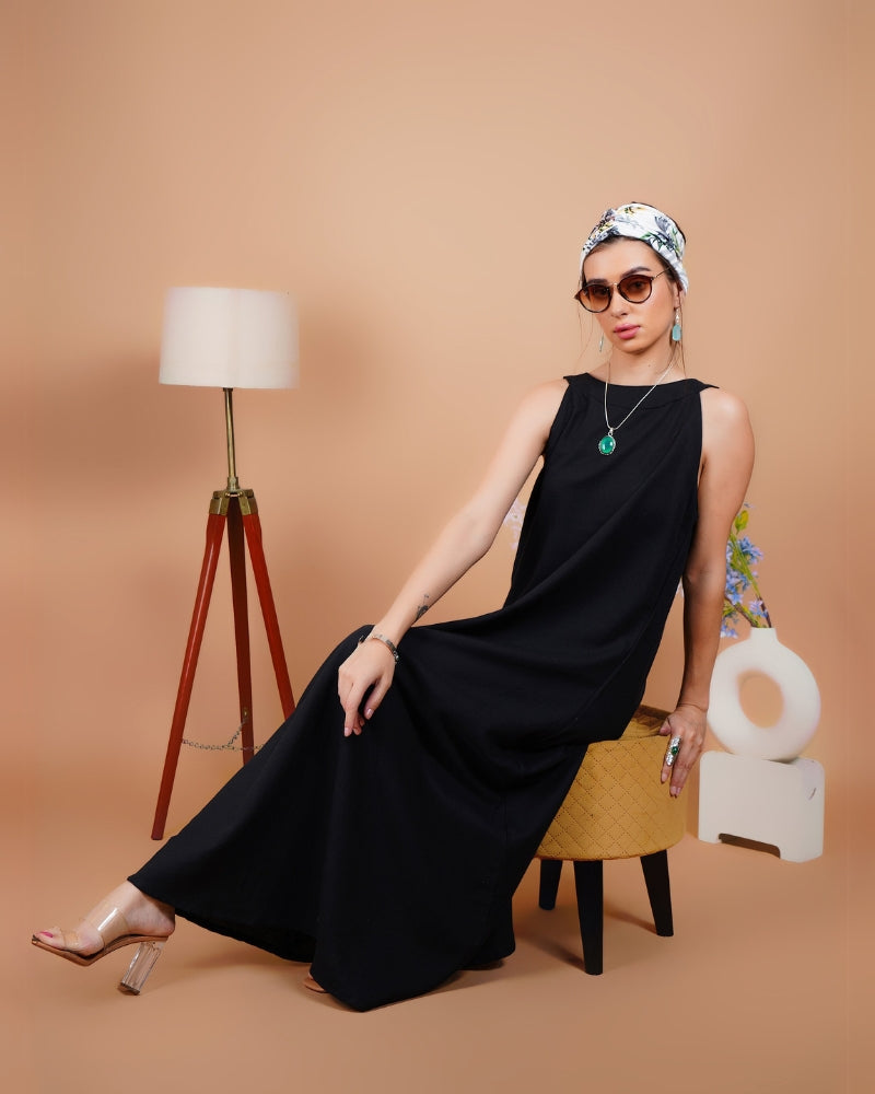 Black mirage khadi maxi dress