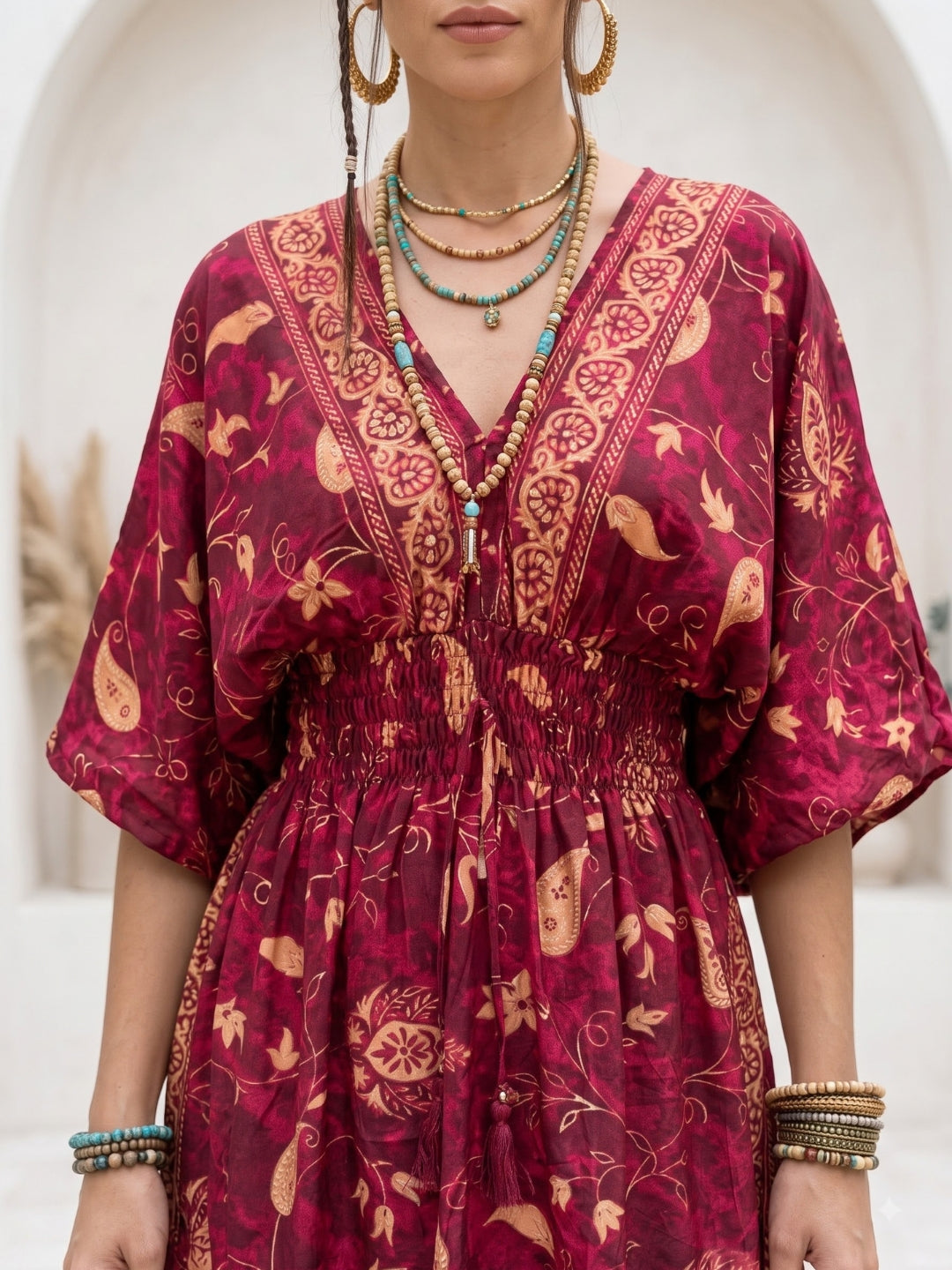 Rosalie garnet glow boho mini dress