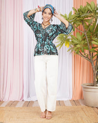 Kaelia aqua bloom peplum top