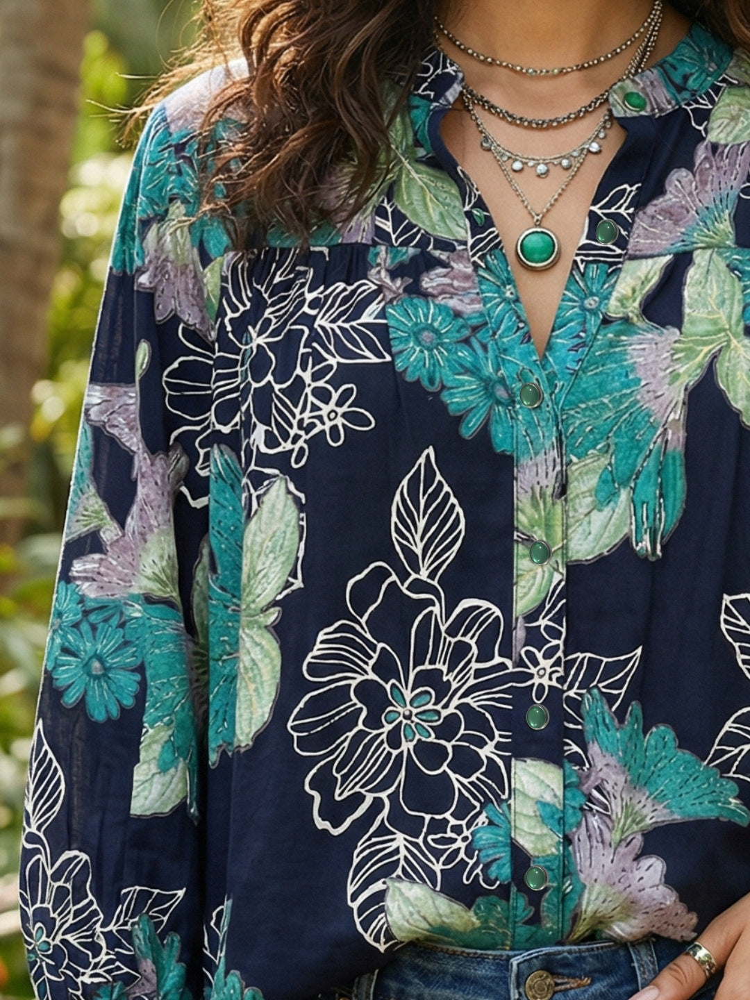 Virelle night bloom oversize bohemian shirt