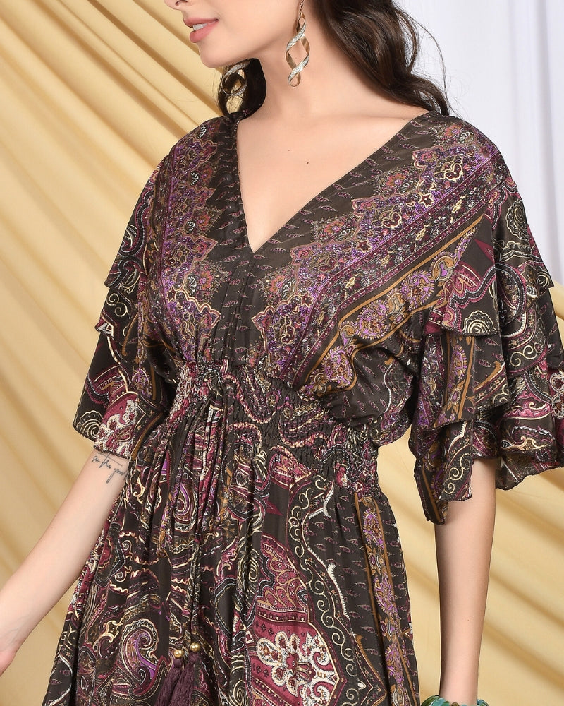 Isla plum mirage tiered maxi dress