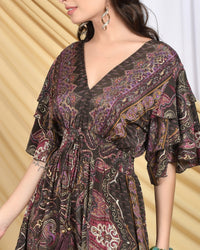 Isla plum mirage tiered maxi dress