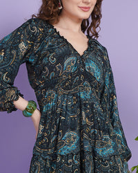 Inara celestial teal boho mini dress