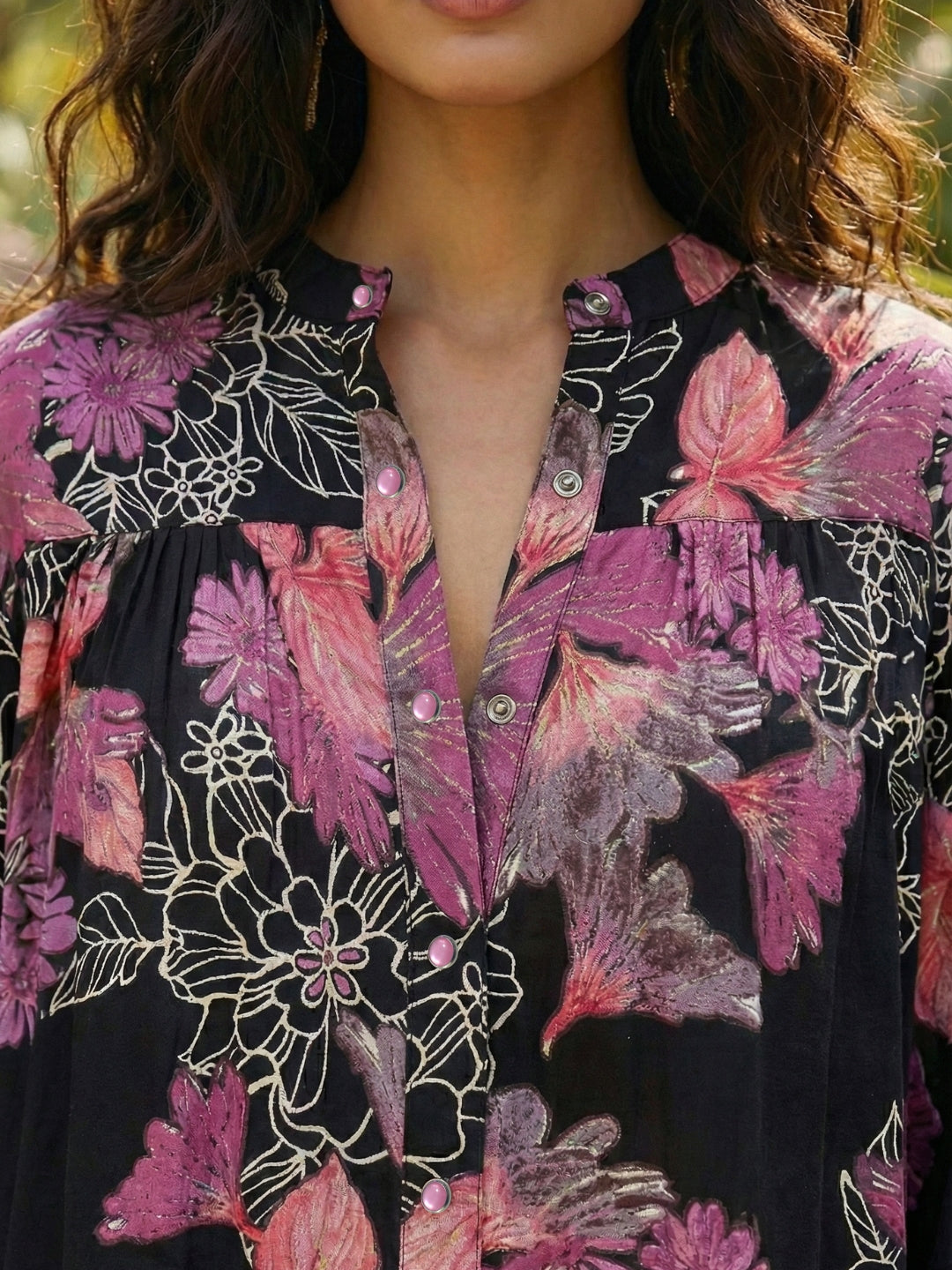 Soriel midnight leaf oversize boho shirt