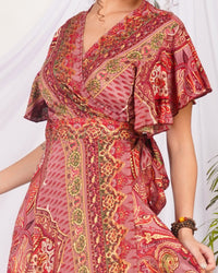 Seliora crimson paisley boho maxi dress