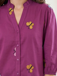 Elodie wild berry embroidered boho shirt