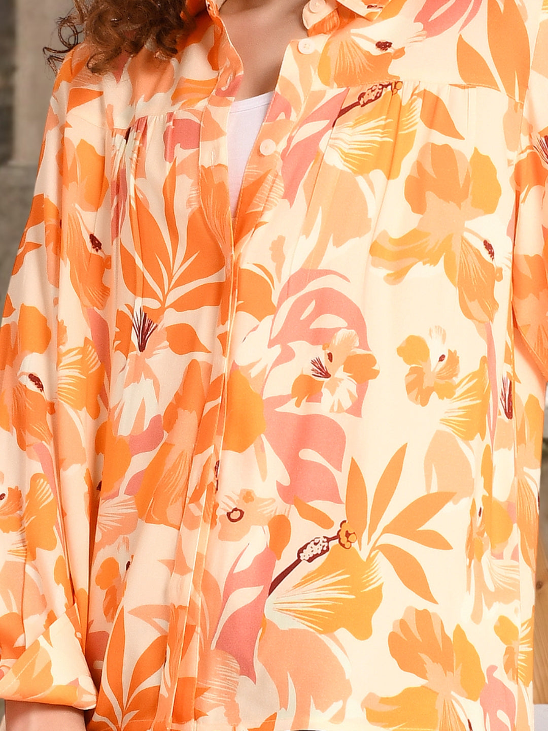 Mirevielle citrus petal boho shirt