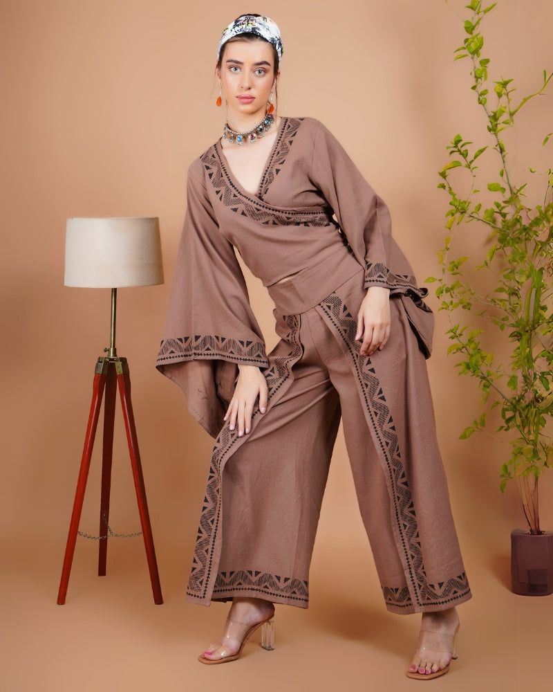 Cocoa charm khadi co-ord set