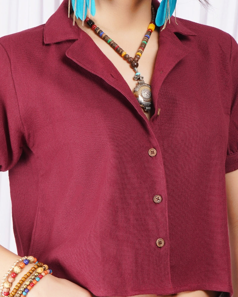 Marcelline wild-berry cotton top