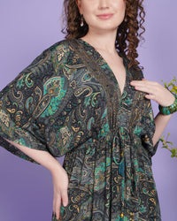 Emerald eclipse kimono maxi dress