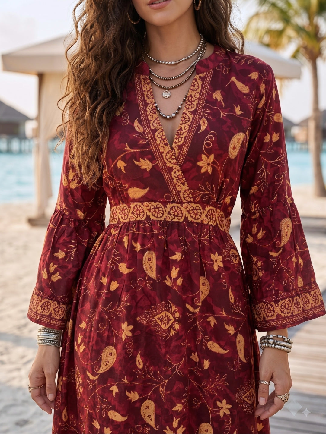 Mulberry merlot boho maxi dress