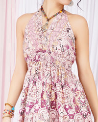 Lunara roseplum halter maxi dress