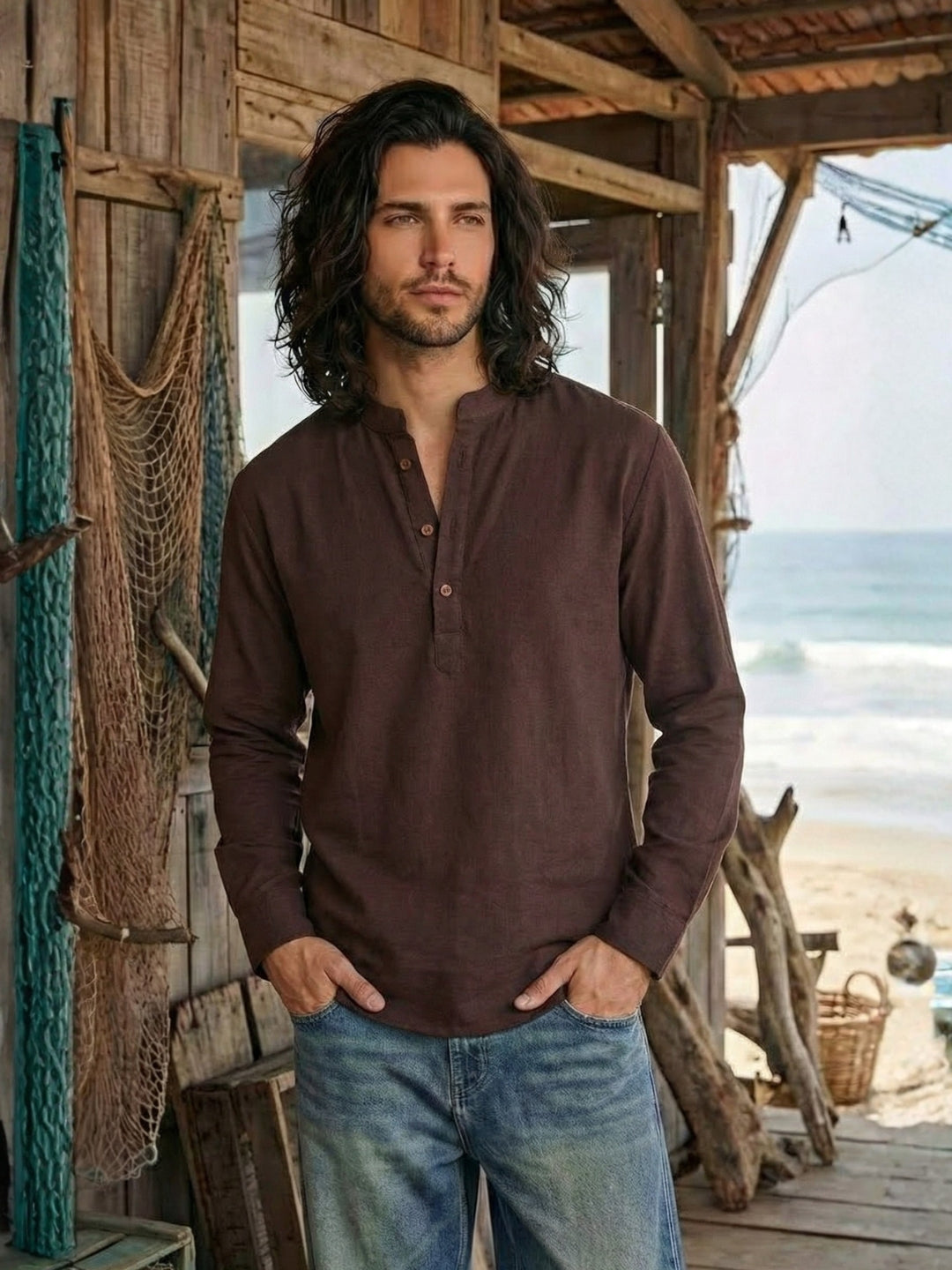 Orion rusted cocoa cotton shirt