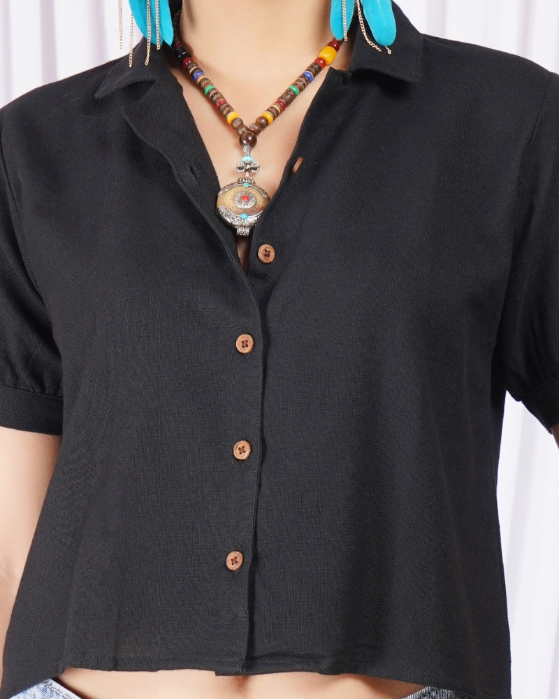 Sienna noir boho cotton top
