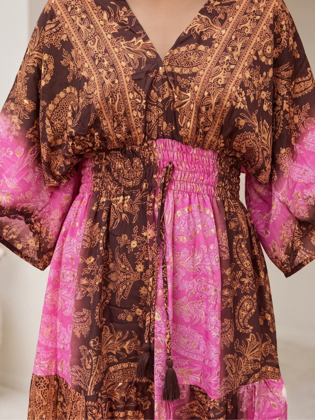 Rosalie cocoa pop boho mini dress