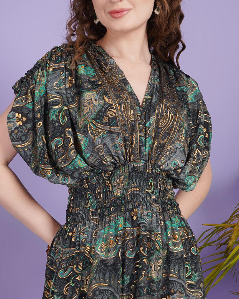 Midnight teal diva mini dress